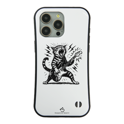 ケース ねこ 猫イラストロック猫ギター スマホ ケース iPhone8, SE2, SE3 ~ ケースiPhone17シリーズ