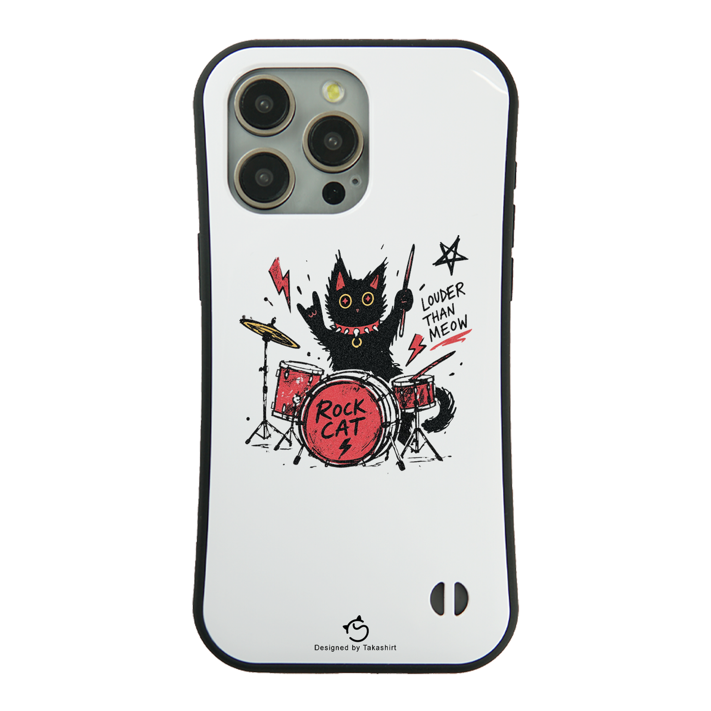 ケース ねこ 猫イラストロック猫 ドラム スマホ ケース iPhone8, SE2, SE3 ~ ケースiPhone17シリーズ