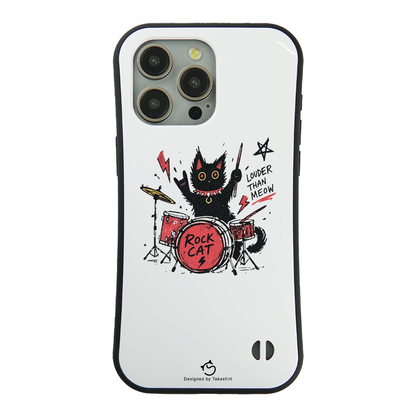 ケース ねこ 猫イラストロック猫 ドラム スマホ ケース iPhone8, SE2, SE3 ~ ケースiPhone17シリーズ