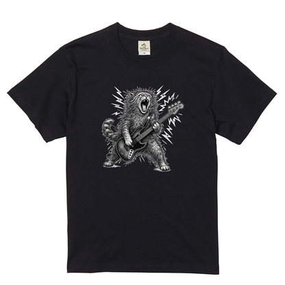 かっこいい猫 | 暴れる猫 ベーシスト エレキベース ロックTシャツ【猫好き・愛猫家・音楽好き・ギフトに最適】