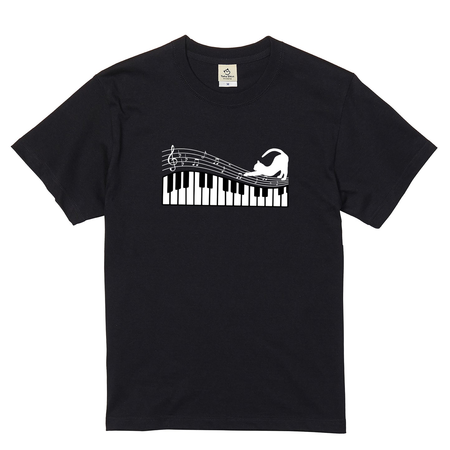 猫ピアノTシャツ｜音楽好きに人気