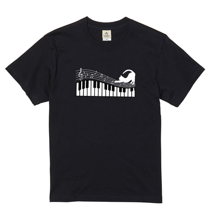 猫ピアノTシャツ｜音楽好きに人気