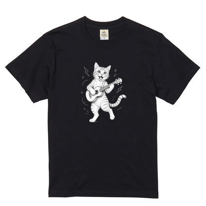 ウクレレキャット | かわいい猫 ウクレレ 演奏 イラスト Tシャツ【猫好き・音楽好き・誕生日ギフトに最適】
