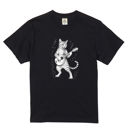 マンドリンキャット | かわいい猫 マンドリン 演奏 イラスト Tシャツ【猫好き・音楽好き・誕生日ギフトに最適】