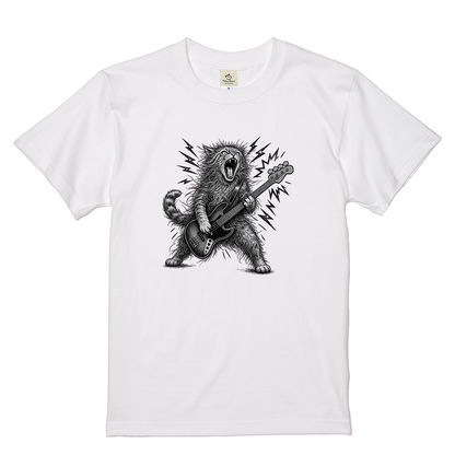 かっこいい猫 | 暴れる猫 ベーシスト エレキベース ロックTシャツ【猫好き・愛猫家・音楽好き・ギフトに最適】