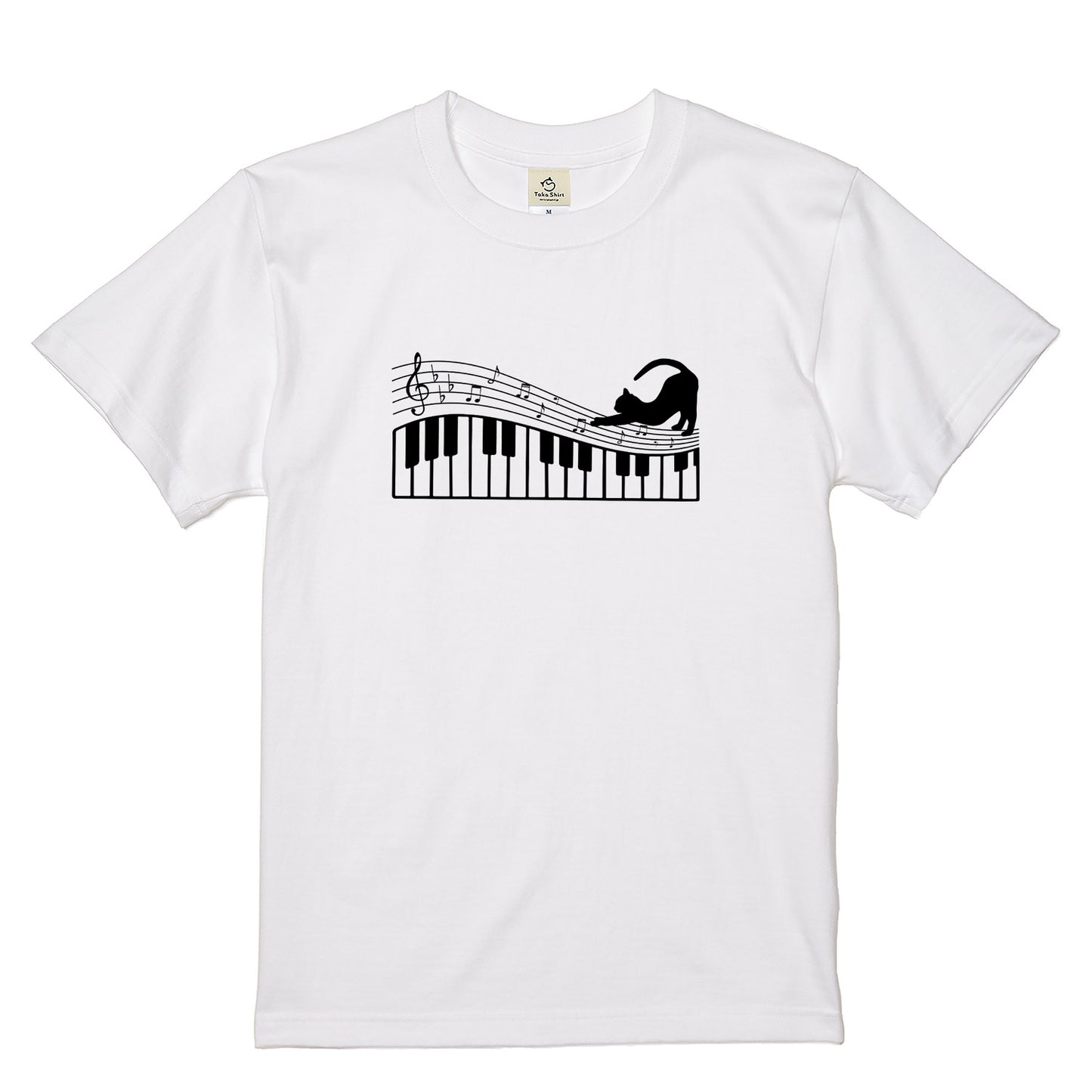 猫ピアノTシャツ｜音楽好きに人気