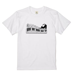 猫ピアノTシャツ｜音楽好きに人気