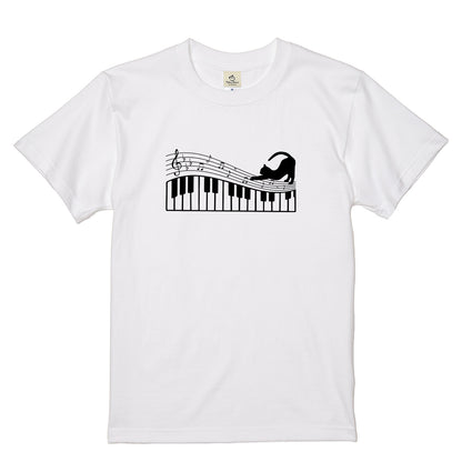 猫ピアノTシャツ｜音楽好きに人気