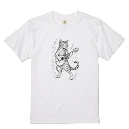 マンドリンキャット | かわいい猫 マンドリン 演奏 イラスト Tシャツ【猫好き・音楽好き・誕生日ギフトに最適】