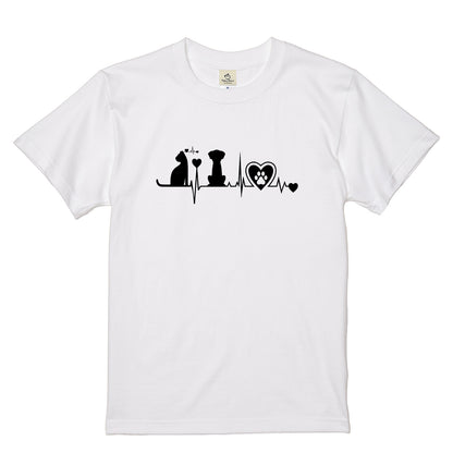 猫と犬 ハートビート Tシャツ | 動物好きに人気