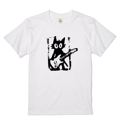 猫ギターロック Tシャツ | 音楽好きに人気