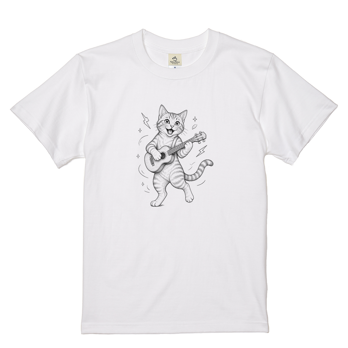ウクレレキャット | かわいい猫 ウクレレ 演奏 イラスト Tシャツ【猫好き・音楽好き・誕生日ギフトに最適】