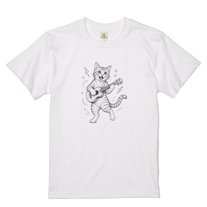 ウクレレキャット | かわいい猫 ウクレレ 演奏 イラスト Tシャツ【猫好き・音楽好き・誕生日ギフトに最適】