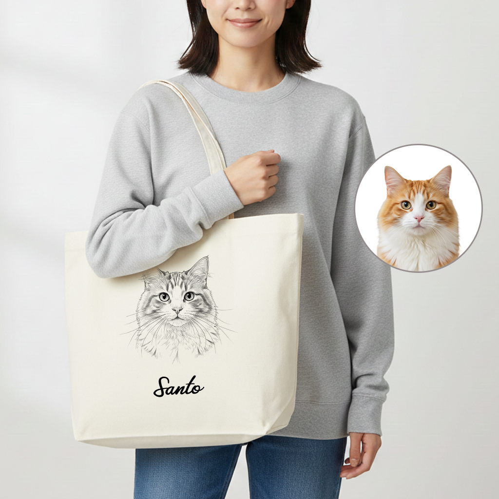 名入れ＆写真入れ｜うちの子オリジナル トートバッグ｜ペット（猫/犬）ギフト・誕生日/クリスマス/母の日対応