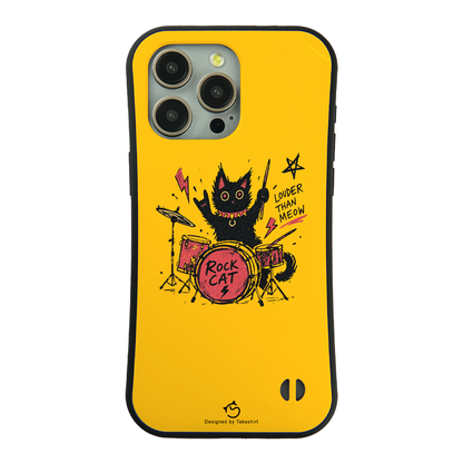 ケース ねこ 猫イラストロック猫 ドラム スマホ ケース iPhone8, SE2, SE3 ~ ケースiPhone17シリーズ