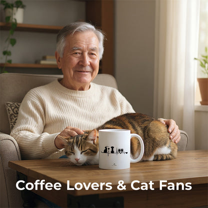 マグカップ 猫イラスト 猫と犬 ハートビート｜猫好きにおすすめの面白い猫グッズ プレゼントにも最適