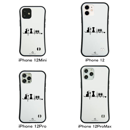ケース ねこ 猫イラストロック猫と犬 ハートビートスマホ ケース iPhone8, SE2, SE3 ~ ケースiPhone17シリーズ