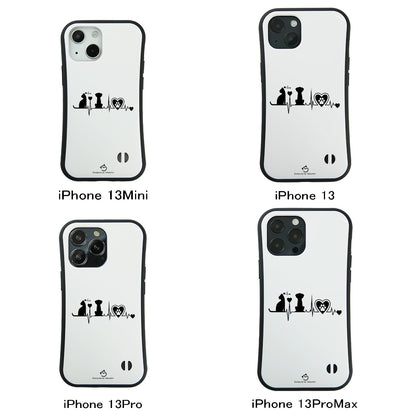ケース ねこ 猫イラストロック猫と犬 ハートビートスマホ ケース iPhone8, SE2, SE3 ~ ケースiPhone17シリーズ