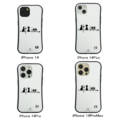ケース ねこ 猫イラストロック猫と犬 ハートビートスマホ ケース iPhone8, SE2, SE3 ~ ケースiPhone17シリーズ