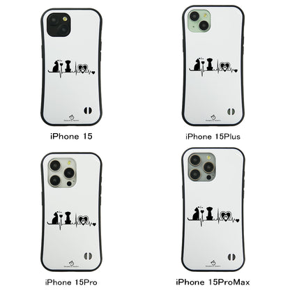ケース ねこ 猫イラストロック猫と犬 ハートビートスマホ ケース iPhone8, SE2, SE3 ~ ケースiPhone17シリーズ