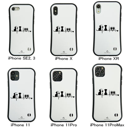 ケース ねこ 猫イラストロック猫と犬 ハートビートスマホ ケース iPhone8, SE2, SE3 ~ ケースiPhone17シリーズ
