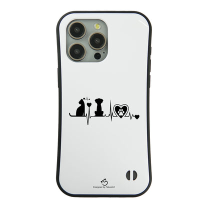 ケース ねこ 猫イラストロック猫と犬 ハートビートスマホ ケース iPhone8, SE2, SE3 ~ ケースiPhone17シリーズ