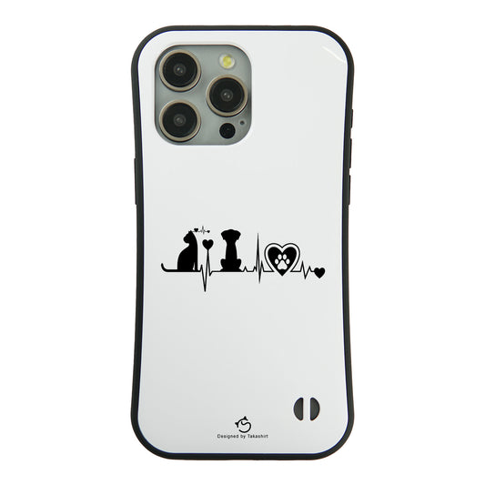 ケース ねこ 猫イラストロック猫と犬 ハートビートスマホ ケース iPhone8, SE2, SE3 ~ ケースiPhone17シリーズ