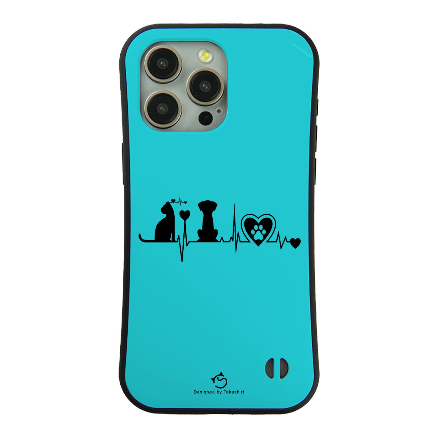 ケース ねこ 猫イラストロック猫と犬 ハートビートスマホ ケース iPhone8, SE2, SE3 ~ ケースiPhone17シリーズ