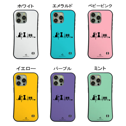 ケース ねこ 猫イラストロック猫と犬 ハートビートスマホ ケース iPhone8, SE2, SE3 ~ ケースiPhone17シリーズ