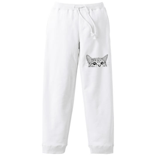 猫 スウェット パンツ ねこ かわいい 猫イラスト 可愛いい白い猫.