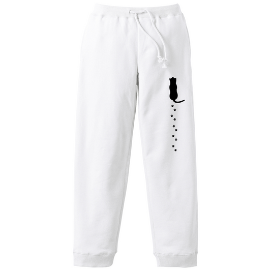 猫 スウェット パンツ ねこ かわいい 猫イラスト 猫の足跡.