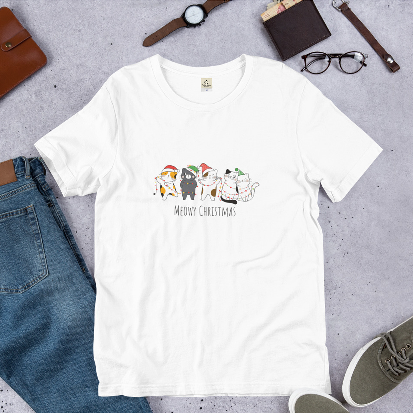 【クリスマス限定商品】猫tシャツ ねこ 猫イラスト 猫クリスマス.