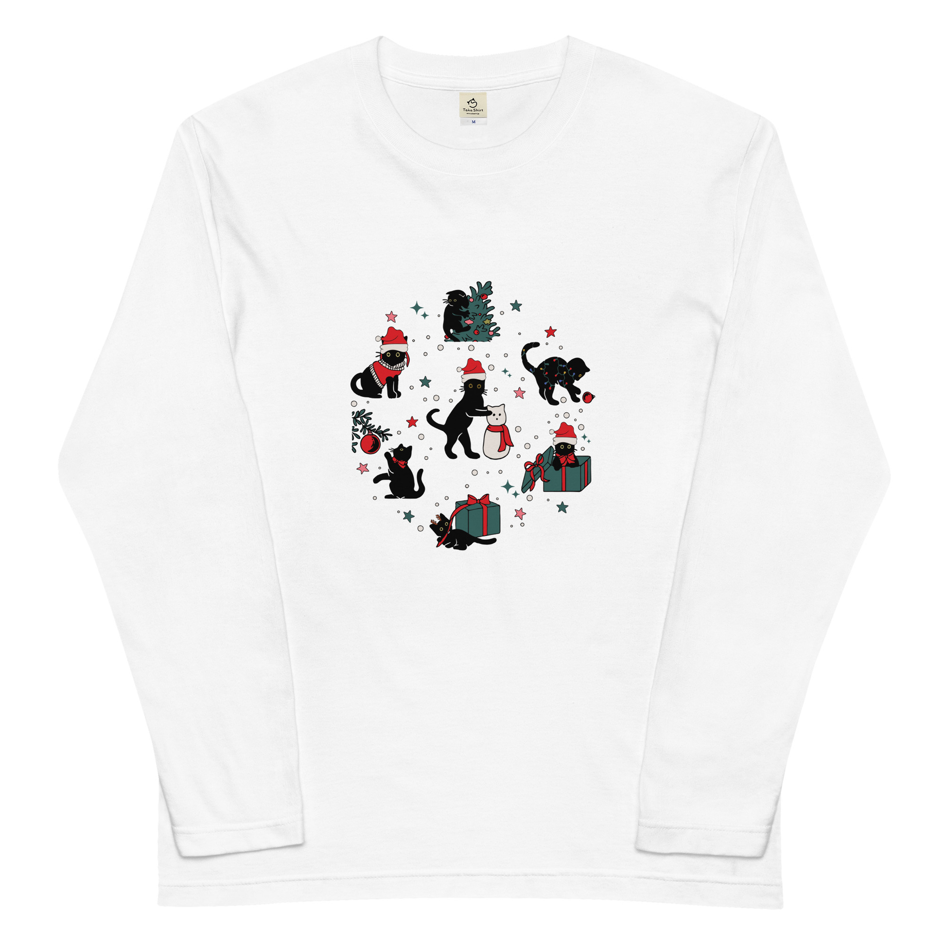 【クリスマス限定商品】猫 ロン t 猫 長袖 t シャツ ねこ 猫イラスト 猫クリスマス.