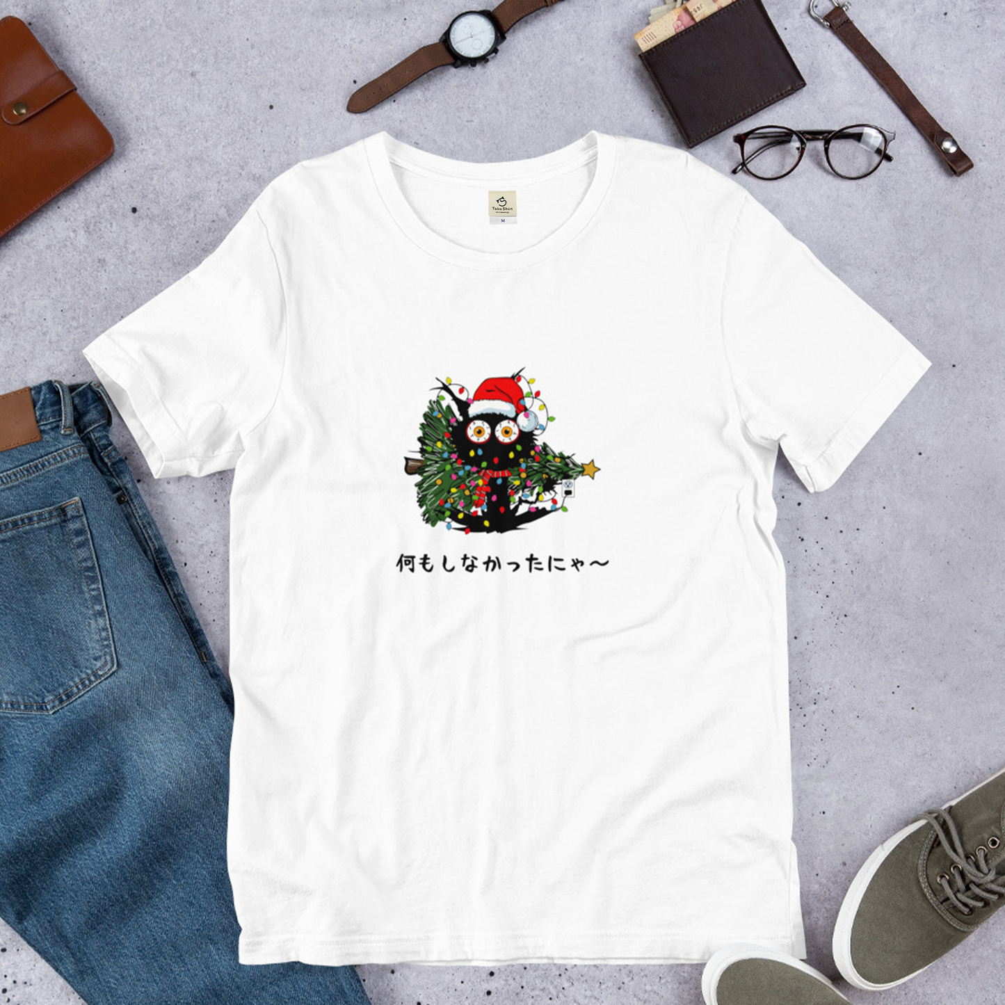 【クリスマス限定商品】猫tシャツ ねこ 猫イラスト 猫クリスマス.