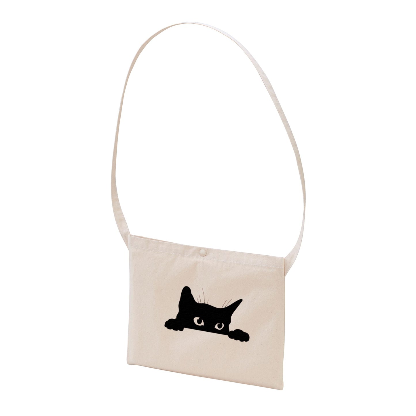 猫イラスト レギュラー キャンバス サコッシュ 可愛い猫が頭を出した