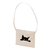 猫イラスト レギュラー キャンバス サコッシュ 可愛い猫が頭を出した