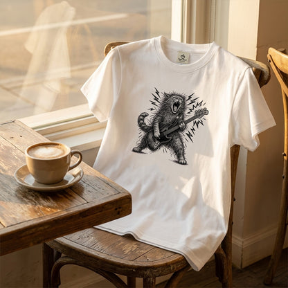 かっこいい猫 | 暴れる猫 ベーシスト エレキベース ロックTシャツ【猫好き・愛猫家・音楽好き・ギフトに最適】