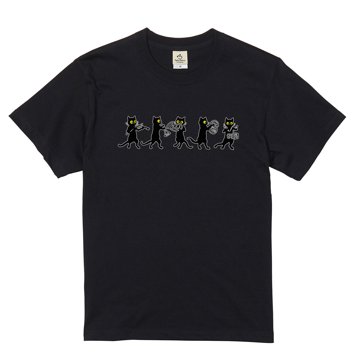 黒猫 音楽隊 Tシャツ ｜ 猫好き・吹奏楽・音楽好きに人気