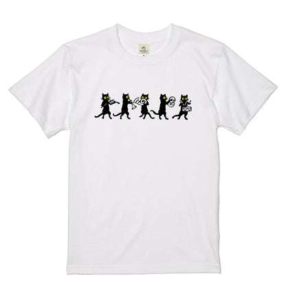 黒猫 音楽隊 Tシャツ ｜ 猫好き・吹奏楽・音楽好きに人気