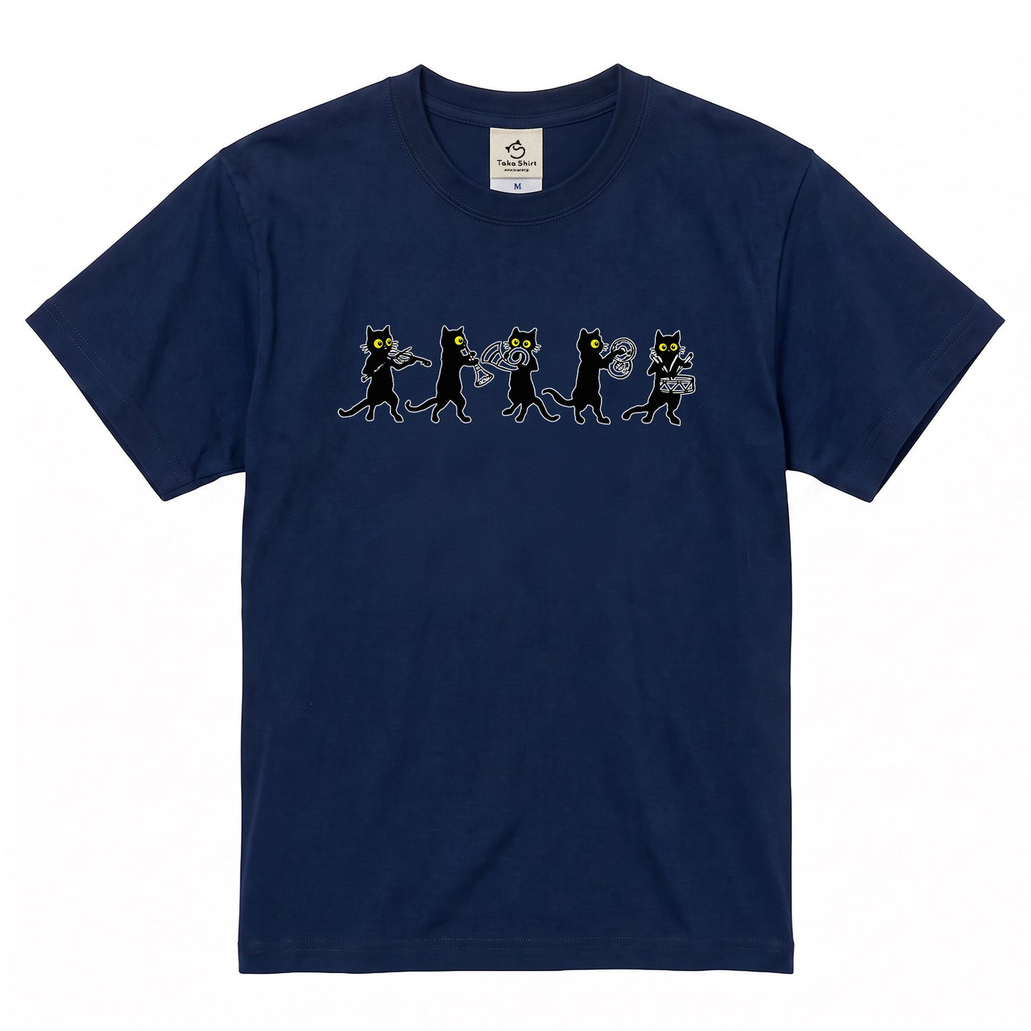 黒猫 音楽隊 Tシャツ ｜ 猫好き・吹奏楽・音楽好きに人気