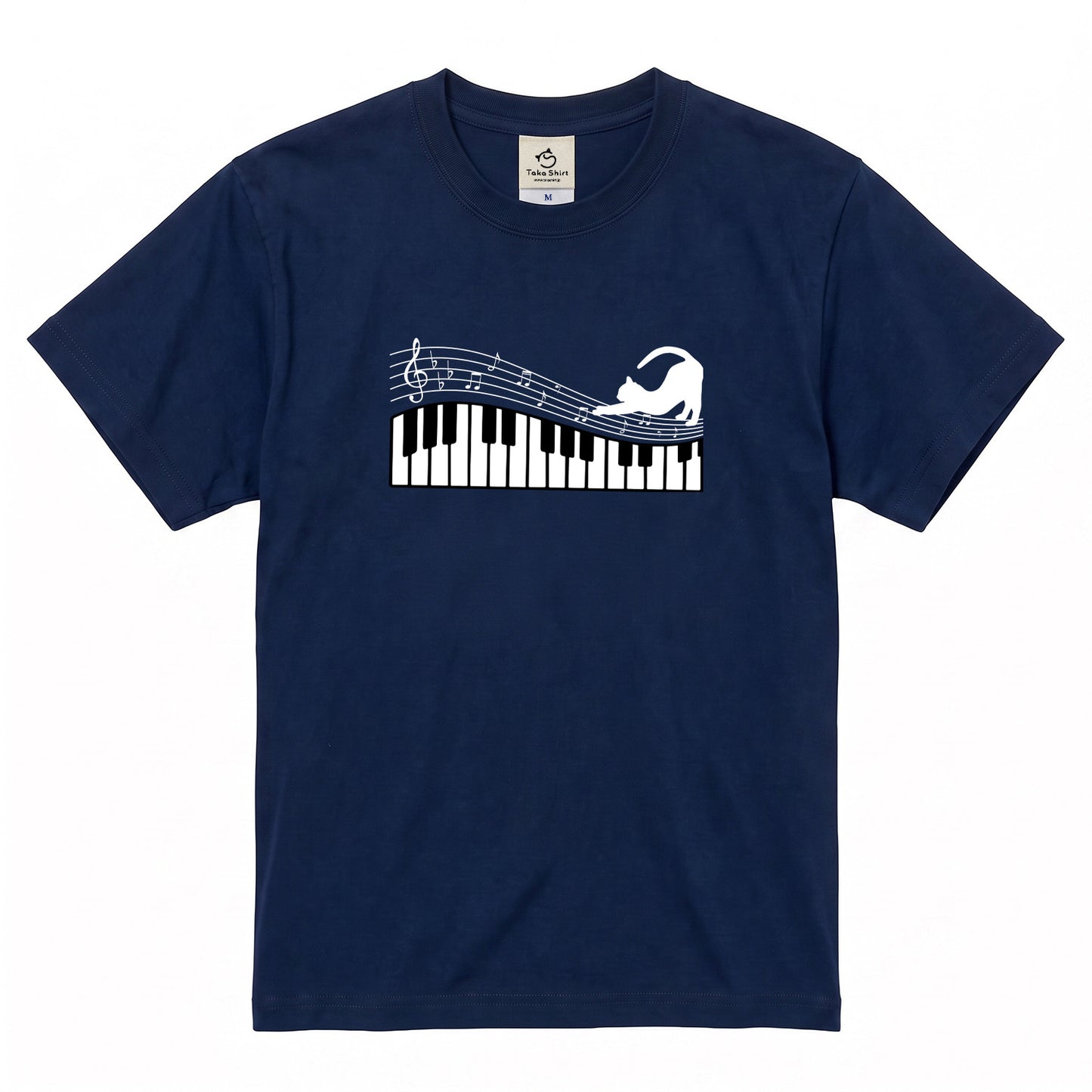 猫ピアノTシャツ｜音楽好きに人気