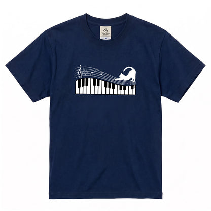 猫ピアノTシャツ｜音楽好きに人気