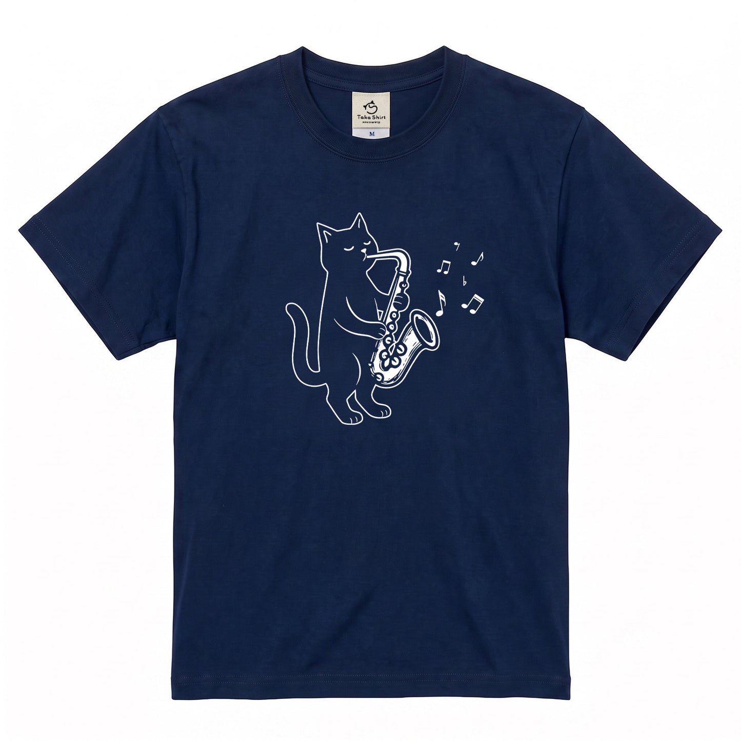 サックスを吹く猫Tシャツ｜音楽好きに人気