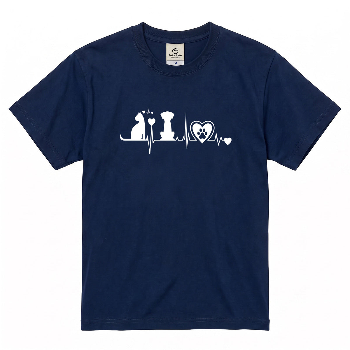 猫と犬 ハートビート Tシャツ | 動物好きに人気