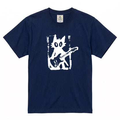 猫ギターロック Tシャツ | 音楽好きに人気