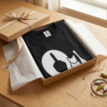 猫の影 中指 Tシャツ ｜ 猫好き・おもしろ・シュール・ジョークに人気
