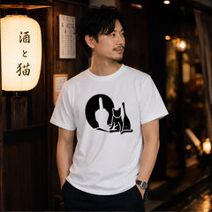 猫の影 中指 Tシャツ ｜ 猫好き・おもしろ・シュール・ジョークに人気