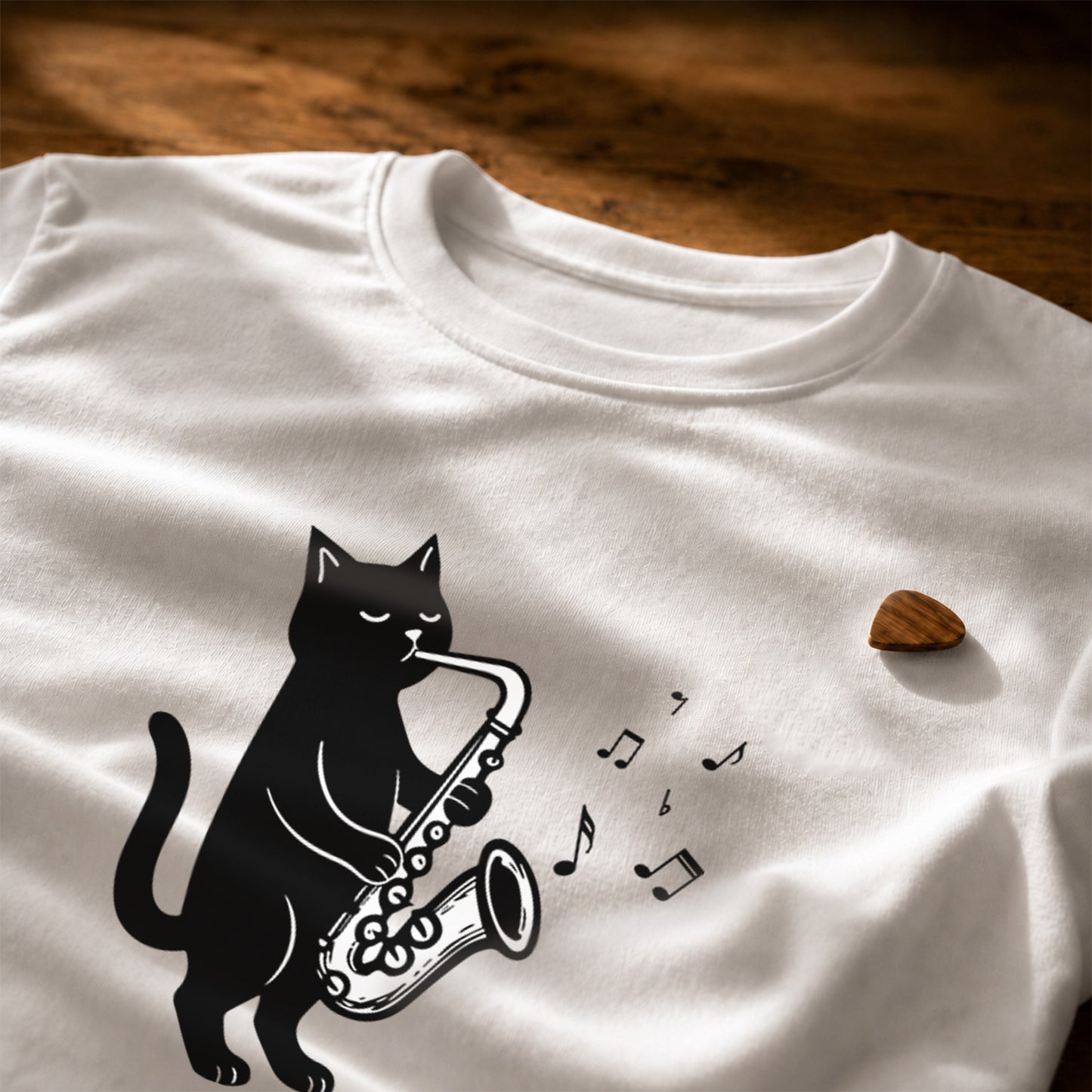猫 長袖Tシャツ｜サックス猫イラスト｜ねこ ロンT メンズ レディース S-2XL