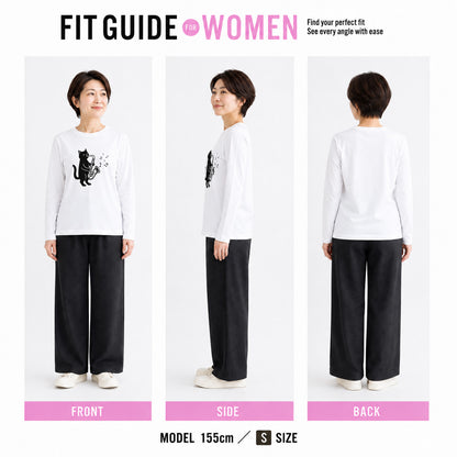 猫 長袖Tシャツ｜サックス猫イラスト｜ねこ ロンT メンズ レディース S-2XL