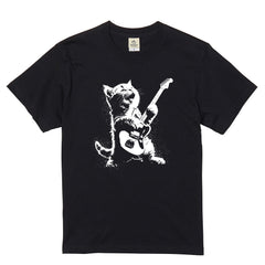 猫ロックギター 猫Tシャツ｜音楽好きに人気